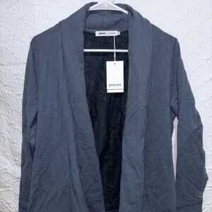 Pacas Alpaca Blend Open Front Cardigan Sweater Blue Gray Size M NWT